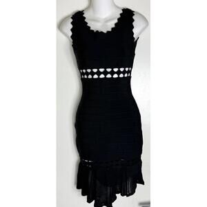 Herve Leger Style Black Anais Cut Out Mermaid Dress Size S